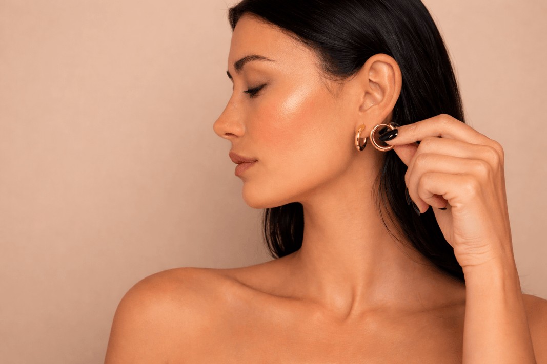 Model wearing Bella Mia new jewelry collection