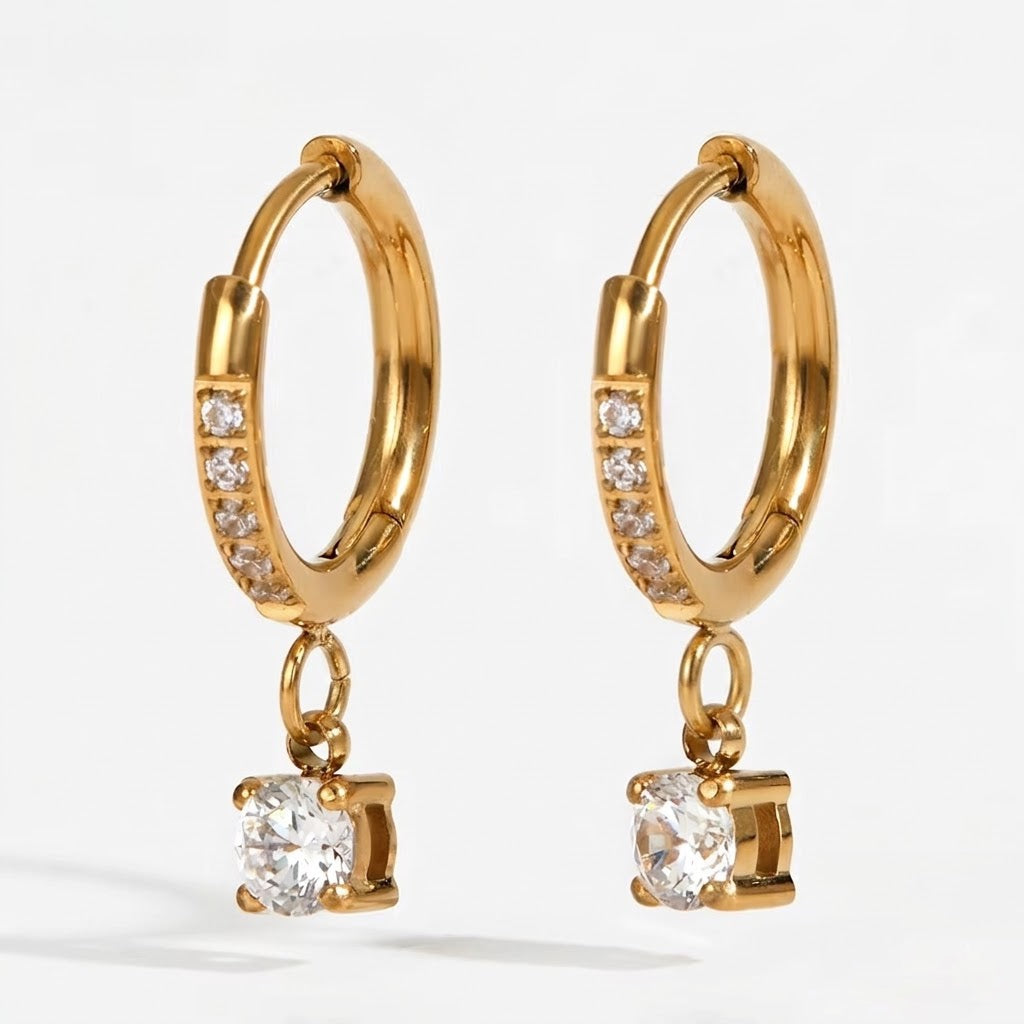 Daria – Crystal Drop Huggie Earrings