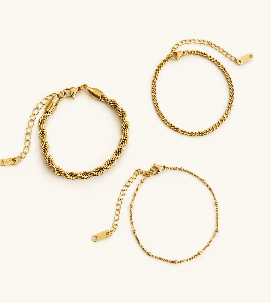 The Minimal Gold Stack – 3 Bracelets
