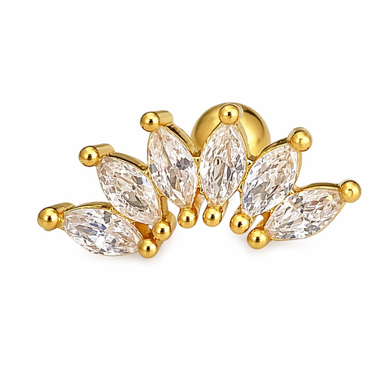 Alma - curved cluster piercing stud
