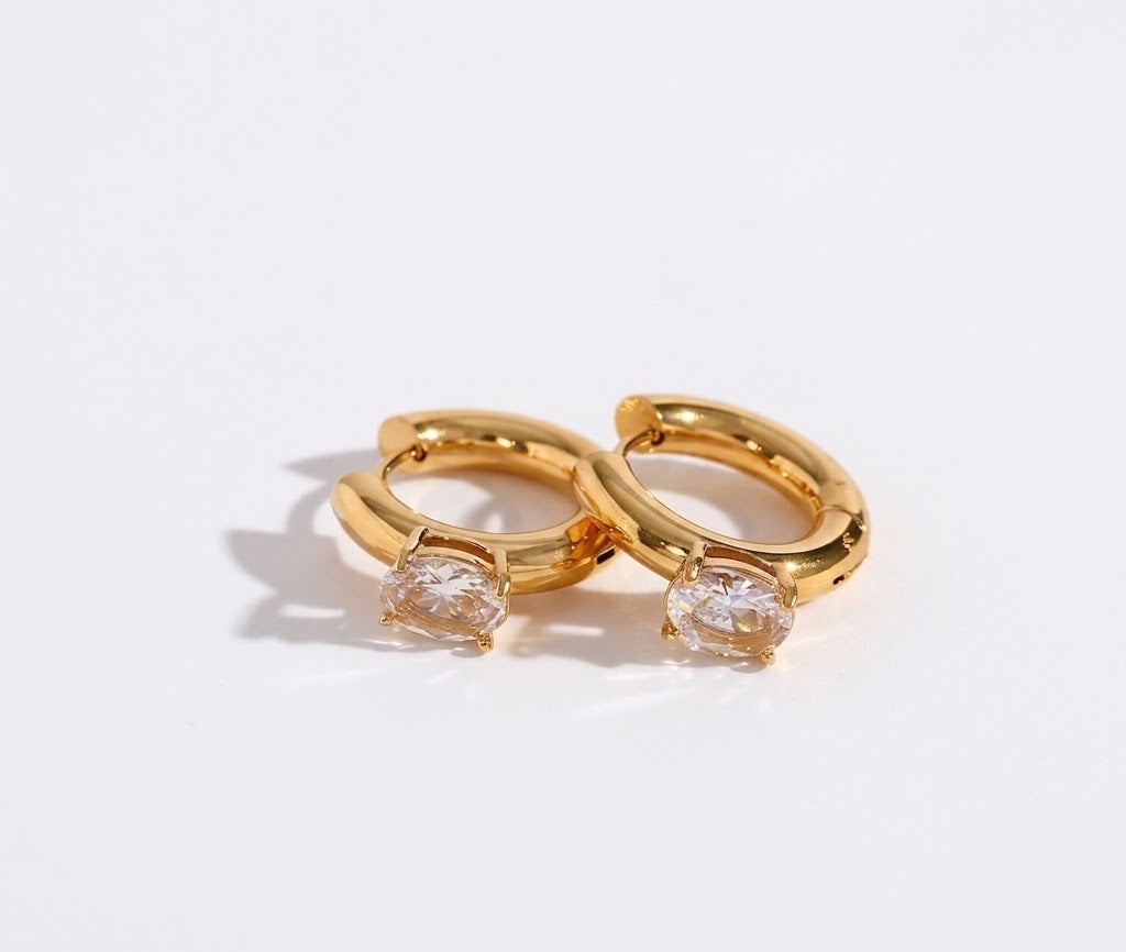 Mila - Crystal Drop Huggie Earrings