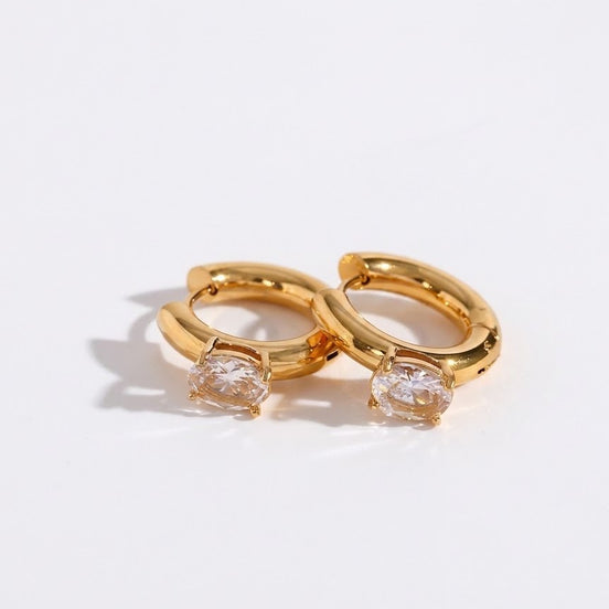 Mila - Crystal Drop Huggie Earrings