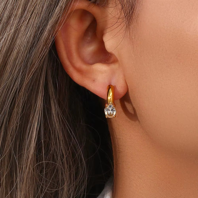 Mila - Crystal Drop Huggie Earrings