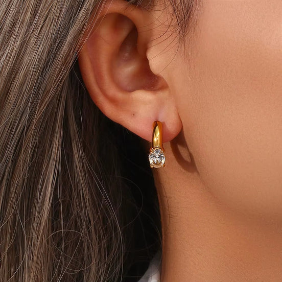 Mila - Crystal Drop Huggie Earrings